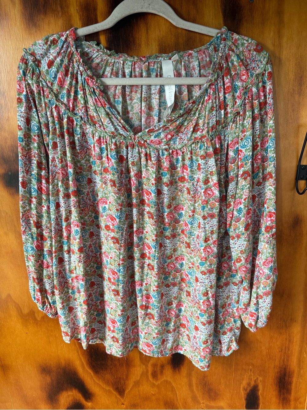 Floral Peasant Blouse - Multicolor
